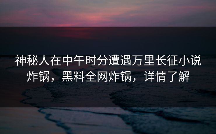 神秘人在中午时分遭遇万里长征小说炸锅，黑料全网炸锅，详情了解