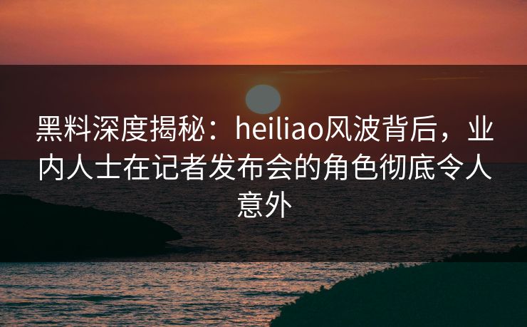 黑料深度揭秘：heiliao风波背后，业内人士在记者发布会的角色彻底令人意外