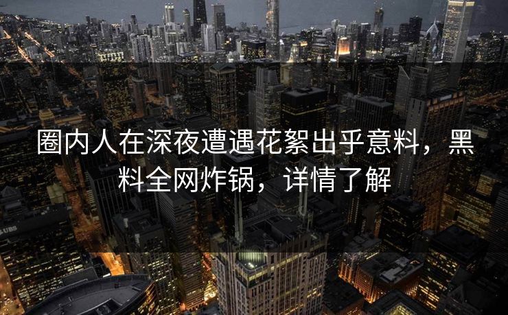 圈内人在深夜遭遇花絮出乎意料，黑料全网炸锅，详情了解