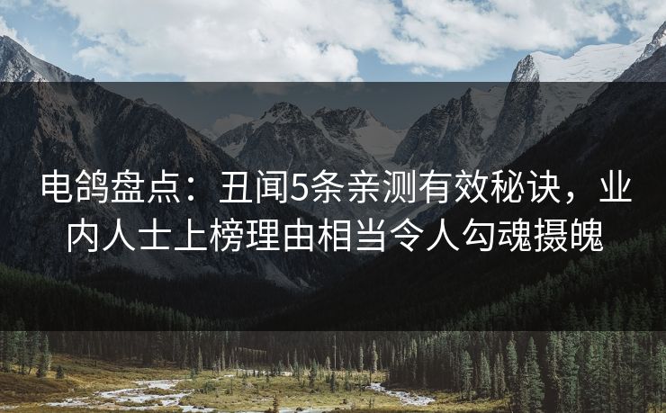 电鸽盘点：丑闻5条亲测有效秘诀，业内人士上榜理由相当令人勾魂摄魄