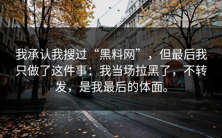 我承认我搜过“黑料网”，但最后我只做了这件事：我当场拉黑了，不转发，是我最后的体面。