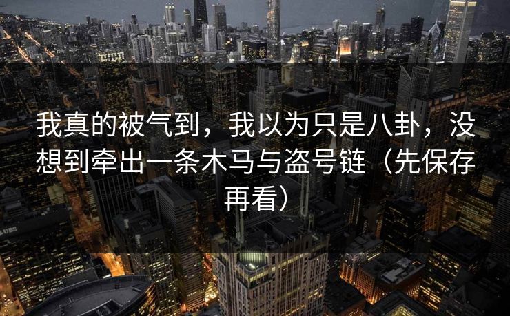 我真的被气到，我以为只是八卦，没想到牵出一条木马与盗号链（先保存再看）